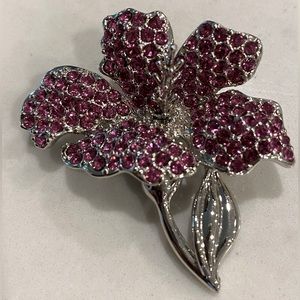 Ladies Pink and Silver Brooch